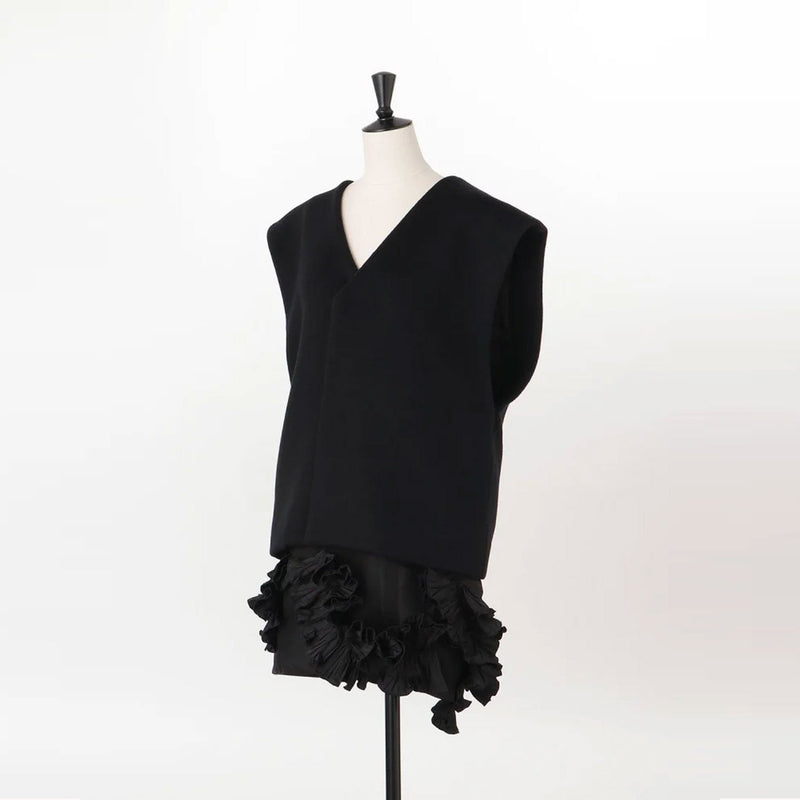 Wool & pleated taffeta vest