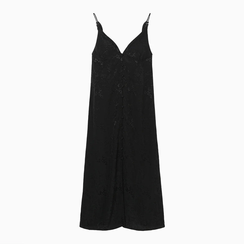 Floral Jacquard Camisole Dress-black