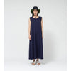 Cotton Jersey Sleeveless Flared Dress-NAVY-