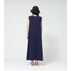 Cotton Jersey Sleeveless Flared Dress-NAVY-