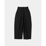 tropical wool mohair side tuck widepants-black-