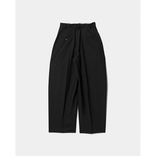 tropical wool mohair side tuck widepants-black-