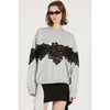 Lace Sweatshirt-GREY-