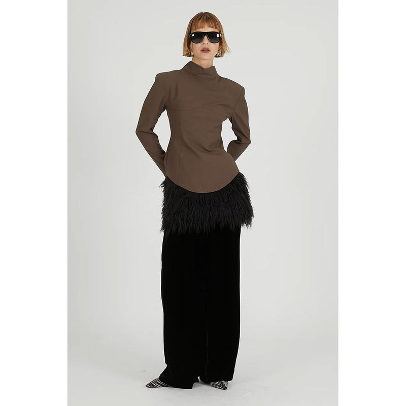 Velour Line Easy Pants-BLACK-