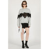 Lace Sweatshirt-GREY-