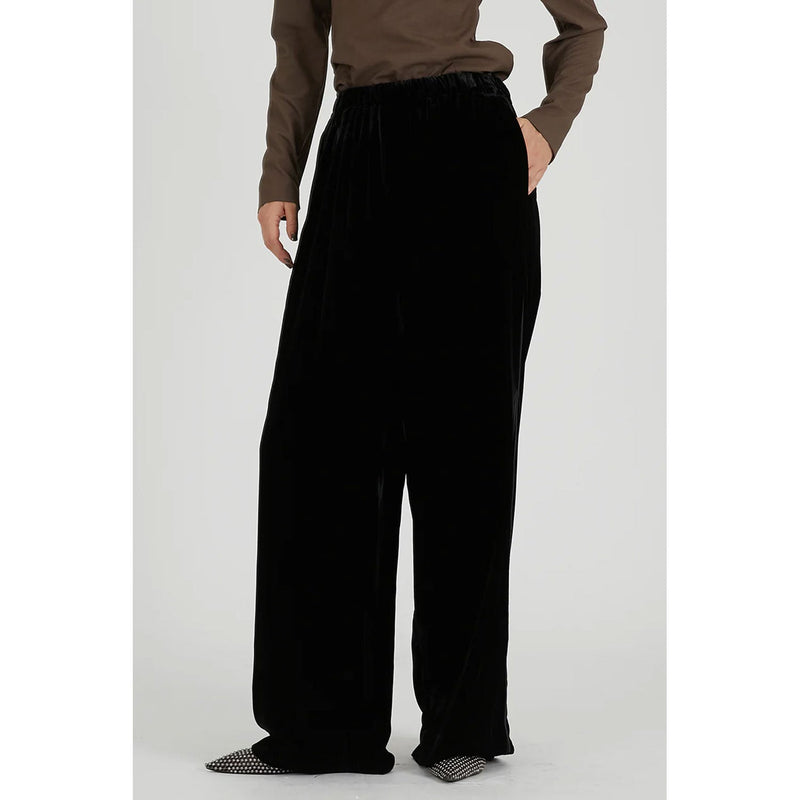 Velour Line Easy Pants-BLACK-
