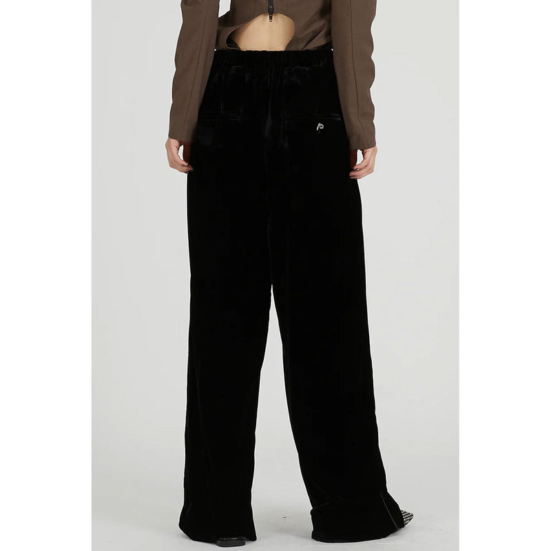 Velour Line Easy Pants-BLACK-