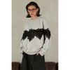 Lace Sweatshirt-GREY-