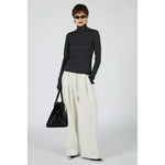 Pure Merino Wool Turtleneck Top -GRAY-
