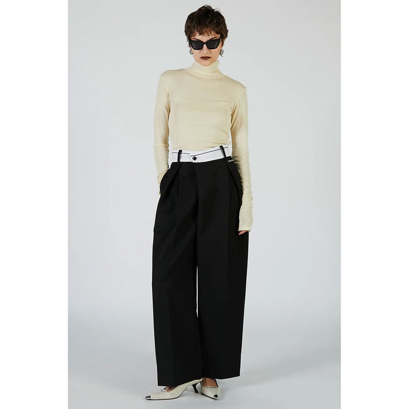 Pure Merino Wool Turtleneck Top -GRAY-