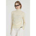 Pure Merino Wool Turtleneck Top -BLACK-