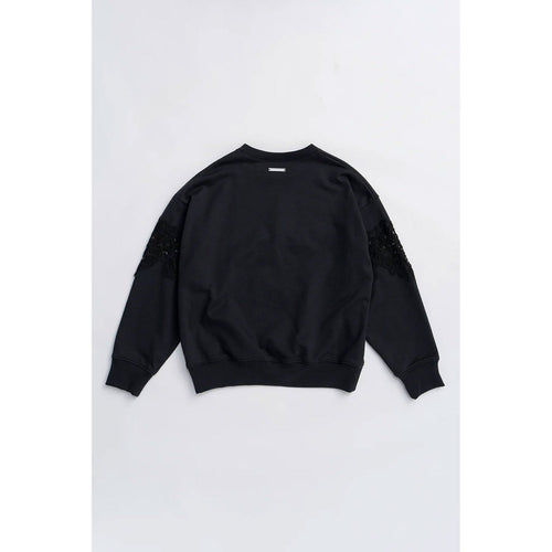 Lace Sweatshirt-BLACK-