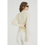 Pure Merino Wool Turtleneck Top -GRAY-