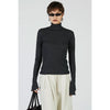 Pure Merino Wool Turtleneck Top -BLACK-