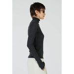 Pure Merino Wool Turtleneck Top -BLACK-