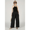 Wide Gathered Pants-BLACK-