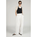 Wide Gathered Pants-BLACK-