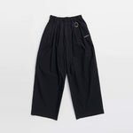 Wide Gathered Pants-BLACK-