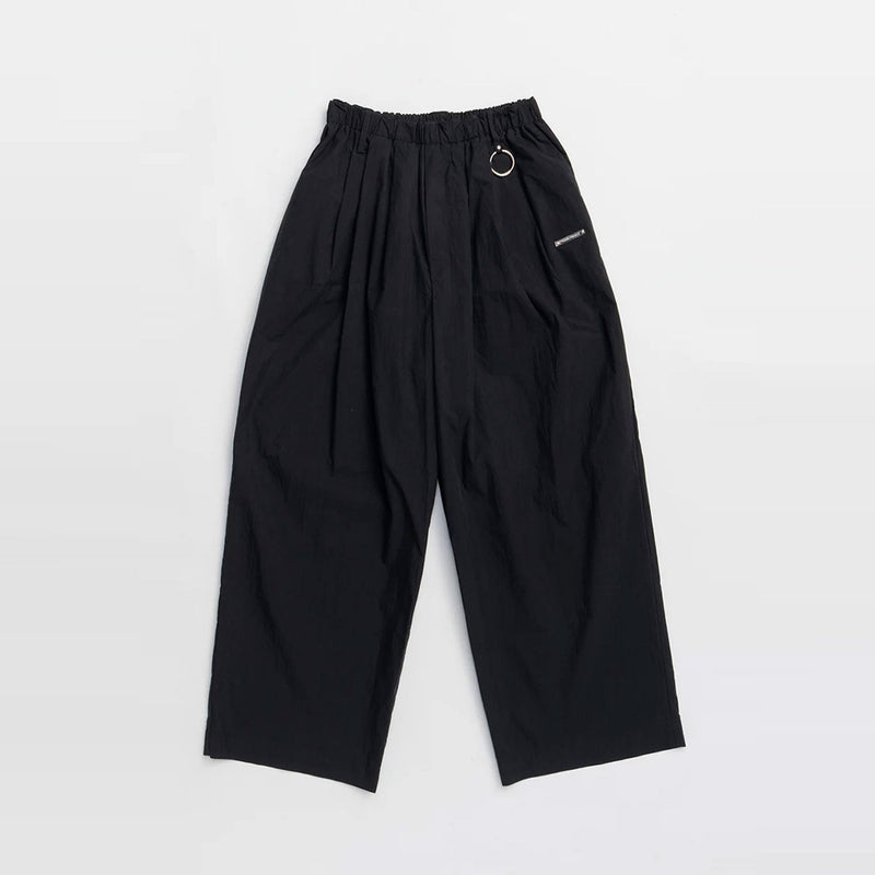 Wide Gathered Pants-BLACK-