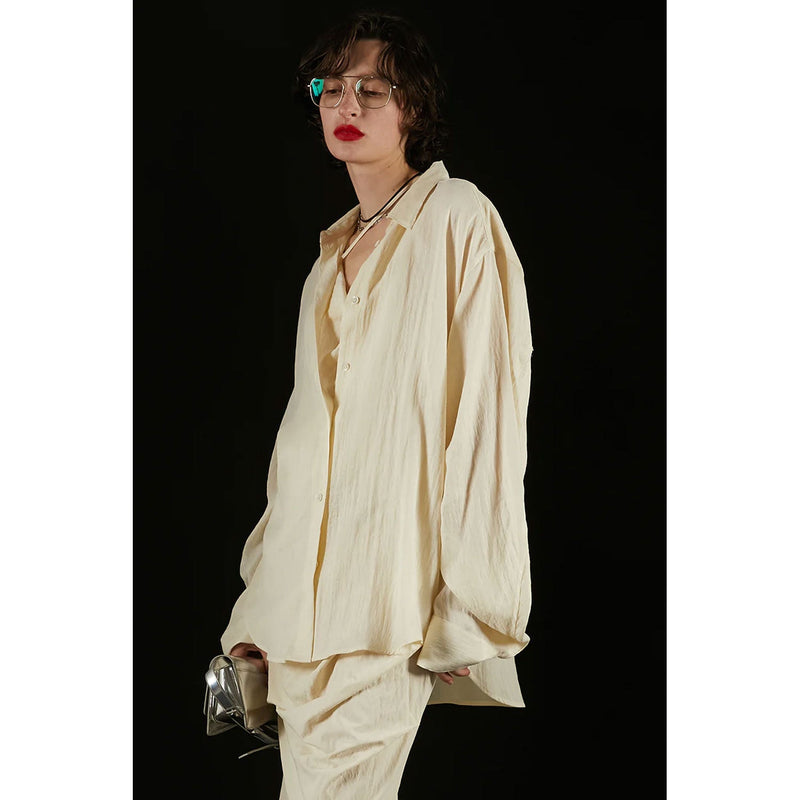 Satin Shirt And Camisole -WHITE-