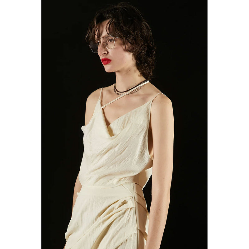 Satin Shirt And Camisole -WHITE-