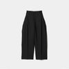 tropical wool mohair side tuck widepants-black-