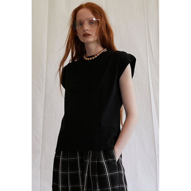 Power Shoulder T-Shirt -BLACK-