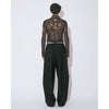 tropical wool mohair side tuck widepants-black-