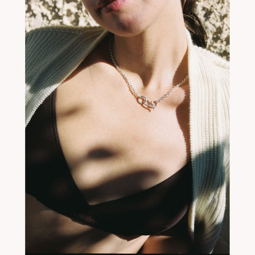 LOOP CLASP NECKLACE-SILVER-