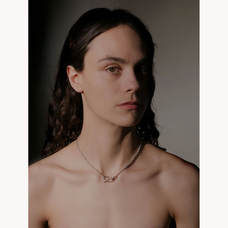 LOOP CLASP NECKLACE-SILVER-