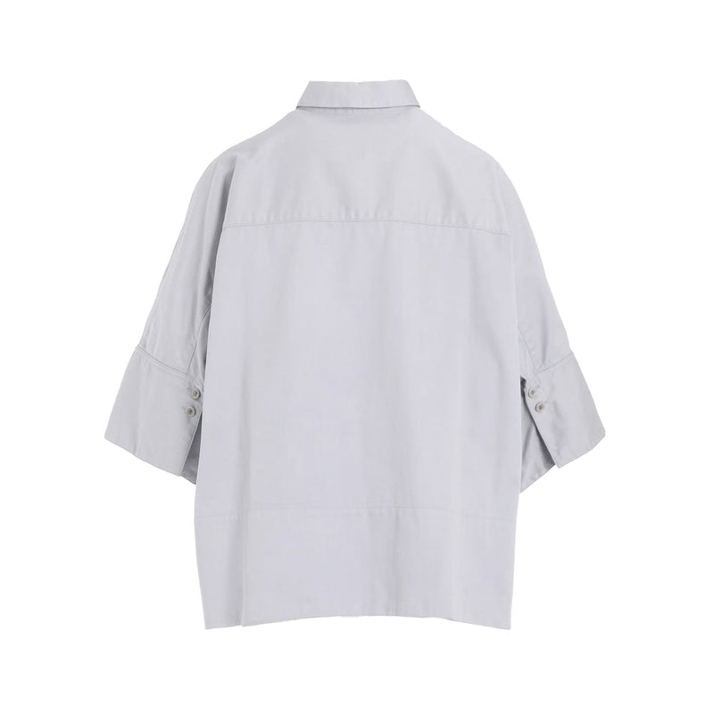 [Y's BORN PRODUCT] COTTON TWILL WIDE CUFFS SHIRT-LIGHT GRAY-