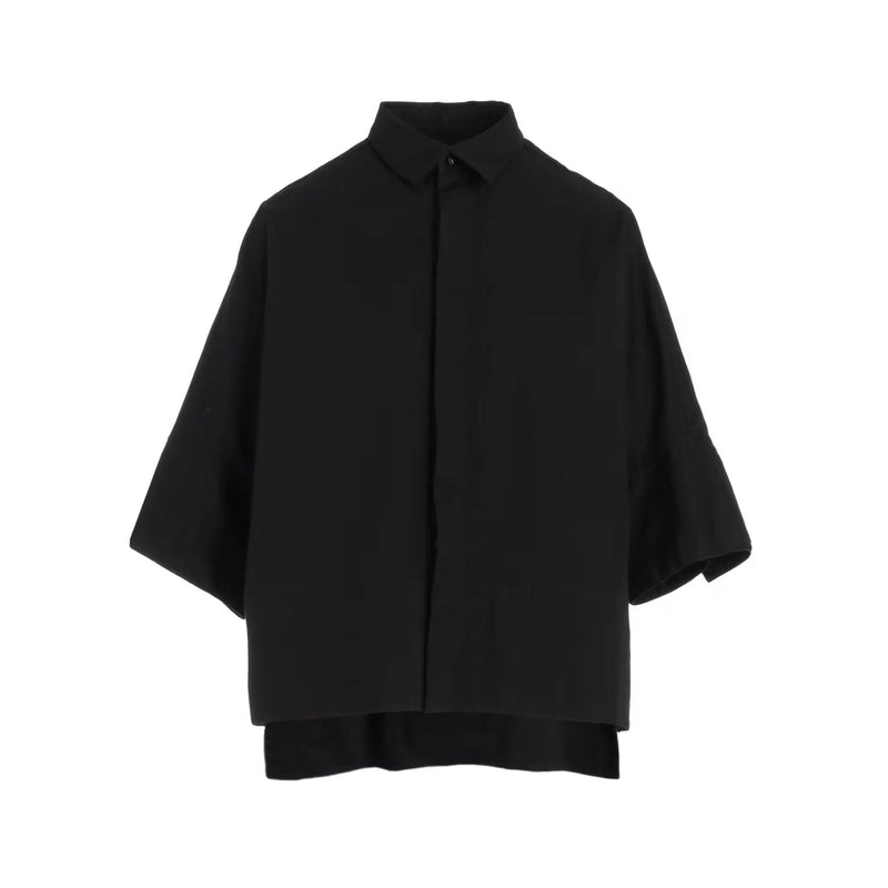 [Y's BORN PRODUCT] COTTON TWILL WIDE CUFFS SHIRT-LIGHT GRAY-