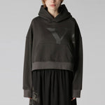 Y'S PIGMENT PRINT CROPPED HOODIE