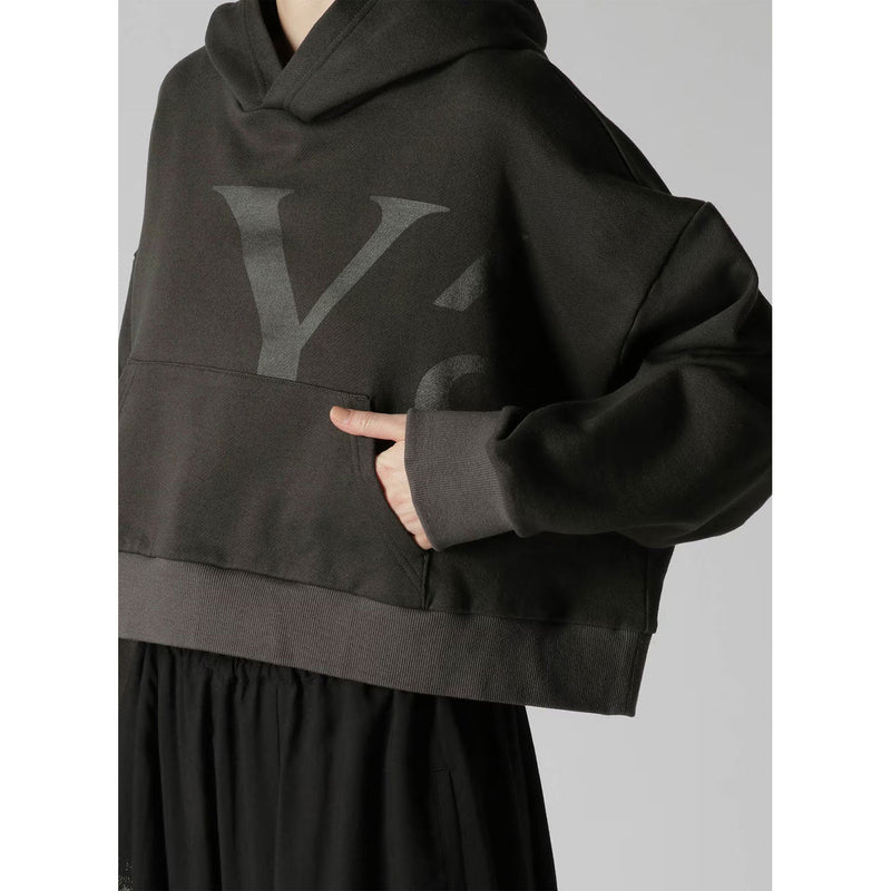 Y'S PIGMENT PRINT CROPPED HOODIE