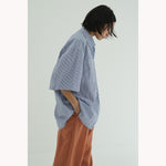 HALF SLEEVE HUGE SHIRTS -STRIPE-