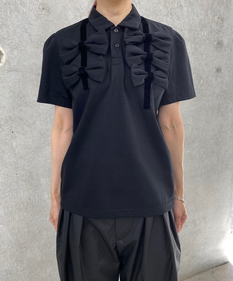 リボンポロシャツ-BLACK- – THEMARKET