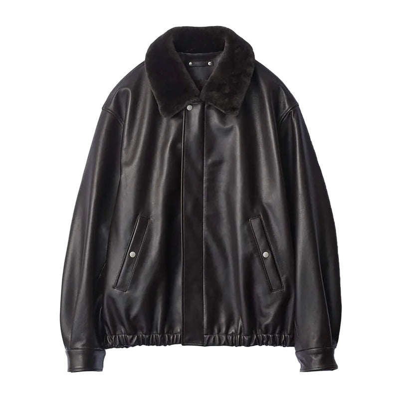 MOUTON COLLAR SHEEP LEATHER ZIP JACKET