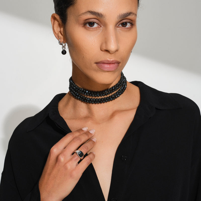 KAY RING BLACK LARVIKITE