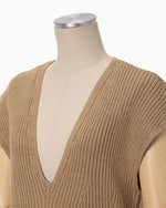 Washable Linen Knitted Vest -BROWN