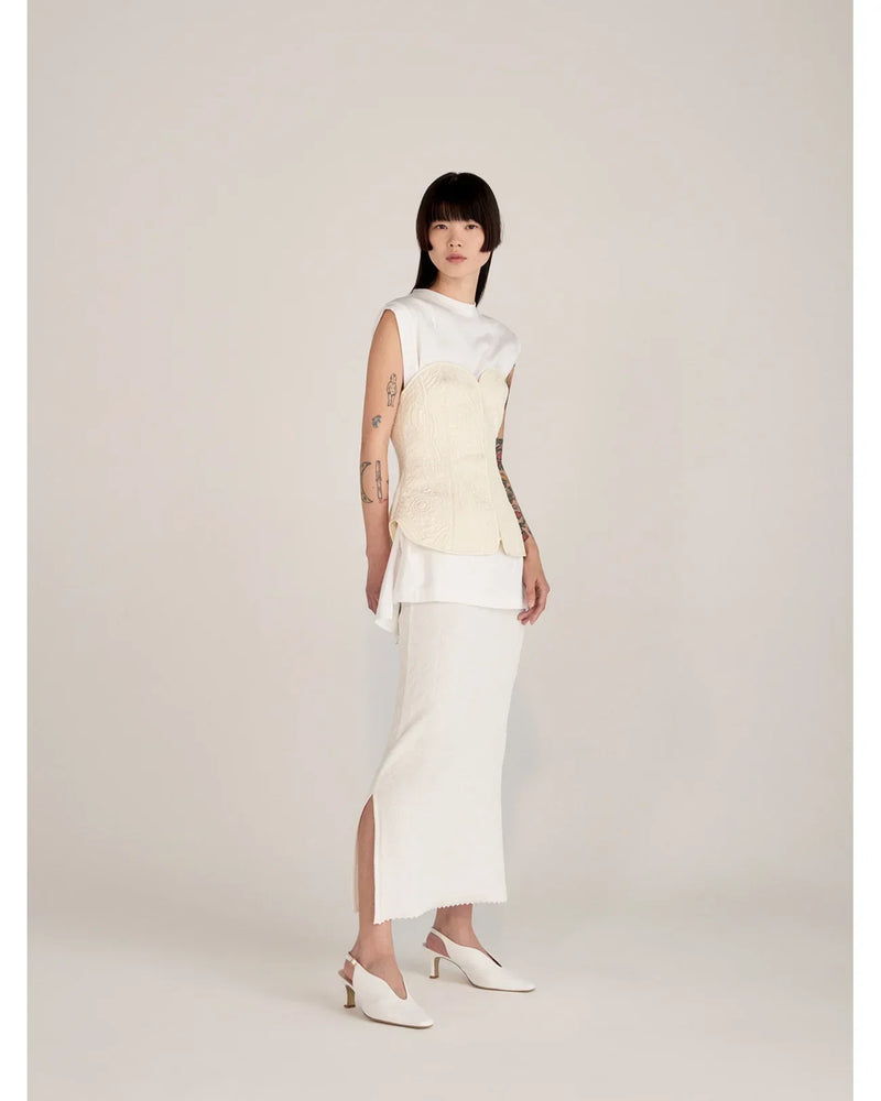マメクロゴウチ Floral Quilted Silk Bustier マメクロゴウチ Floral Quilted Silk Bustier