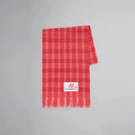ローズピンク チェック ウール製スカーフ